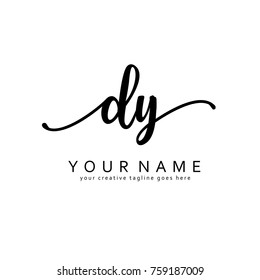 Handwriting D & Y initial logo template vector