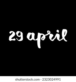 Handwriting days of calendar April black and white script
