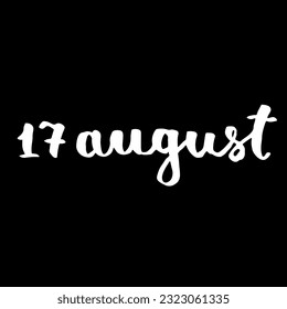 Handwriting days of calendar August black and white script