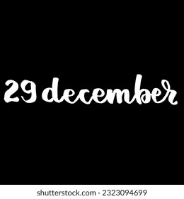 Handwriting days of calendar December black and white script