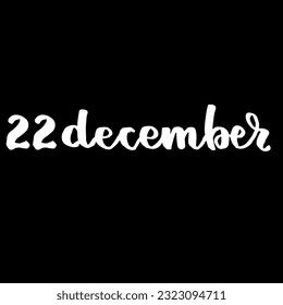 Handwriting days of calendar December black and white script