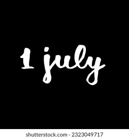 Handwriting days of calendar July black and white script