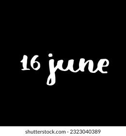 Handwriting days of calendar June black and white script