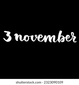 Handwriting days of calendar November black and white script