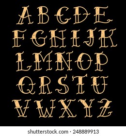 Handwriting Doodle Alphabet. Vector Hand Drawn Fonts