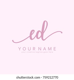 Handwriting E & D initial logo template vector