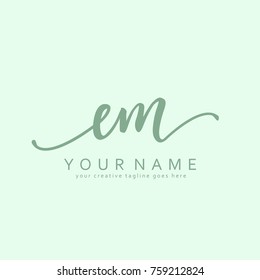 Handwriting E & M initial logo template vector