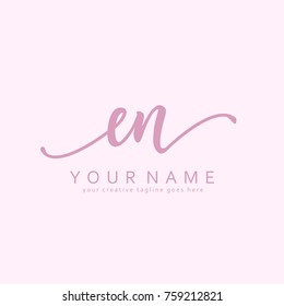 Handwriting E & N initial logo template vector