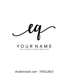 Handwriting E & Q initial logo template vector