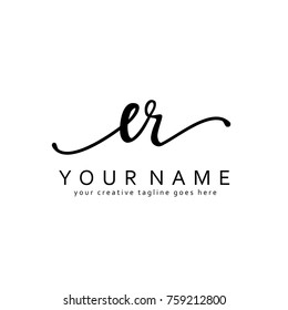 Handwriting E & R initial logo template vector