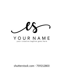 Handwriting E & S initial logo template vector