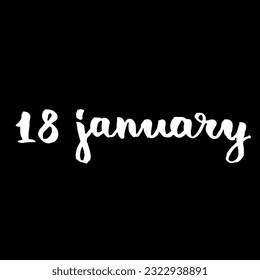 Handwriting fancy calendar January black and white script