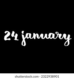 Handwriting fancy calendar January black and white script