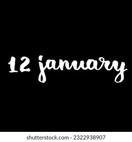 Handwriting fancy calendar January black and white script