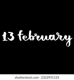 Handwriting fancy February calendar black and white script