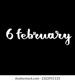 Handwriting fancy February calendar black and white script
