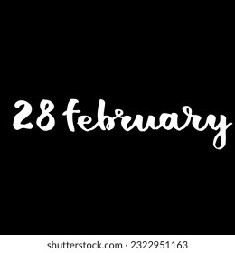 Handwriting fancy February calendar black and white script