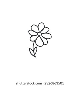 Handwriting flower icon black and white script