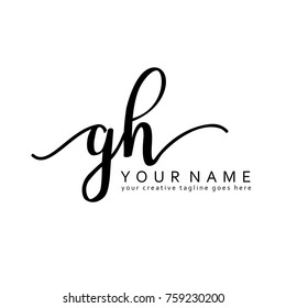 Handwriting G & H initial logo template vector