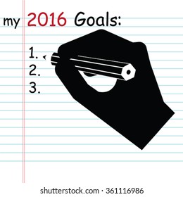 Handwriting goal for 2016 list, vector