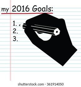 Handwriting goal for 2016 list, vector