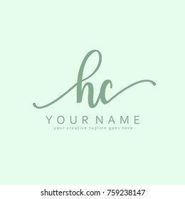 Handwriting H & C initial logo template vector