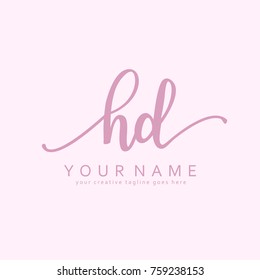 Handwriting H & D initial logo template vector