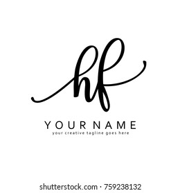 Handwriting H & F initial logo template vector