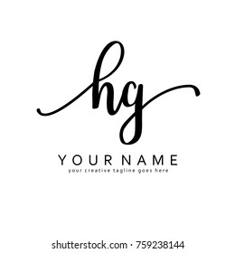 Handwriting H & G initial logo template vector