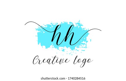 Handwriting H & H initial logo template vector
