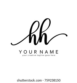 Handwriting H & H initial logo template vector