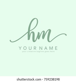 Handwriting H & M initial logo template vector