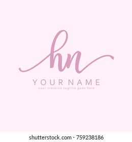 Handwriting H & N initial logo template vector