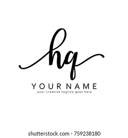 Handwriting H & Q initial logo template vector