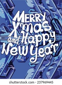 Handwriting Happy New Year. Lettering Greeting Card.