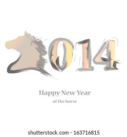 Handwriting Horse symbol of New Year 2014 greeting card vector 
