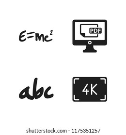 handwriting icon. 4 handwriting vector icons set. theory of relativity, handwriten alphabet and resolution icons for web and design about handwriting theme