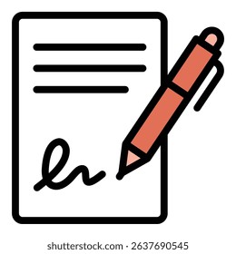 Handwriting icon flat line style illustration representing personal writing and signature, suitable for education, documentation, and creative projects