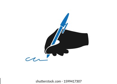 Handwriting icon vector isolated blue version 
