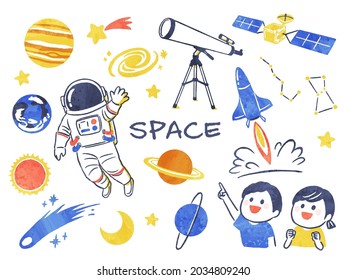handwriting illustration of space and planets