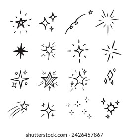 Handwriting illustration of stars, Star set