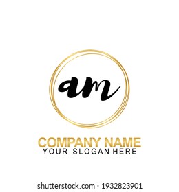  Handwriting Initial Logo Design Letter AM