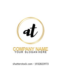  Handwriting Initial Logo Design Letter AT