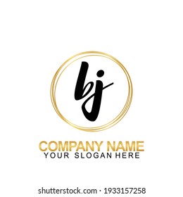 Handwriting Initial Logo Design Letter BJ
