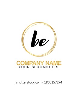 Escritura a mano Letra de diseño de logotipo inicial BE