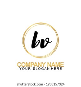 Handwriting Initial Logo Design Letter BV