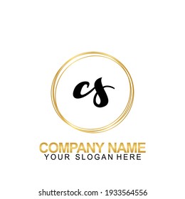 Handwriting Initial Logo Design Letter CS