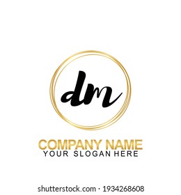 Escritura a mano Letra de diseño de logotipo inicial DM