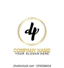 Handwriting Initial Logo Design Letter DP