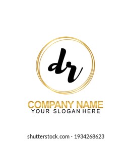 Escritura a mano Letra de diseño del logotipo inicial DR